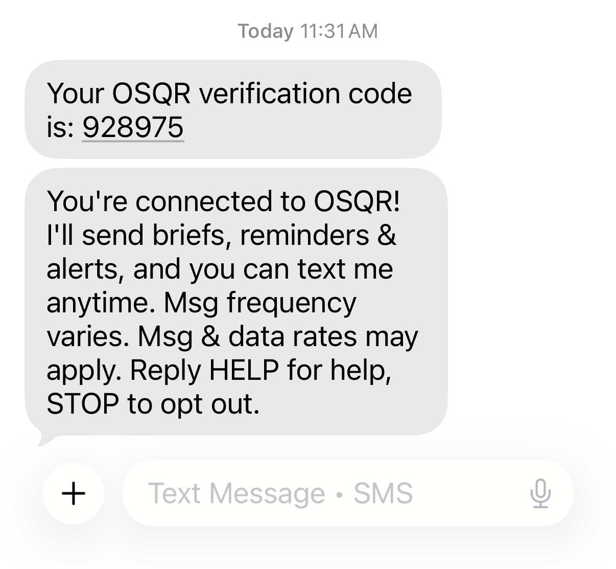 Verification code + welcome confirmation
